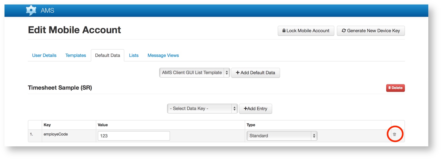 Delete Default Data Entry