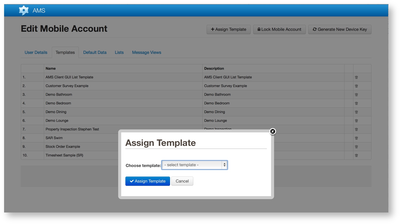 Mobile Account Assign Template
